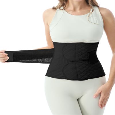 Allaugh Postpartum Belly Band for Women: Abdominal Binder Post Surgery, C Section Waist Trainer, Adjustable Support for After Birth Back Pain & Weak Core, Breathable Belly Wrap, Easy Put On Take Off