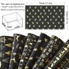 6pcs Black & Golden Christmas Wrapping Paper and 3pcs 866inch Golden Yellow Ribbon- Reindeer & Tree Pattern, Shiny Metallic Foil Paper view 2