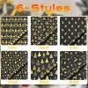 6pcs Black & Golden Christmas Wrapping Paper and 3pcs 866inch Golden Yellow Ribbon- Reindeer & Tree Pattern, Shiny Metallic Foil Paper view 4