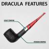 Peterson Pipes Dracula Collection - Red & Black Handmade Wood Briar Pipe, Collectible Legacy Stamping, Sanded Finish, 3mm (15 Straight Billiard) view 4