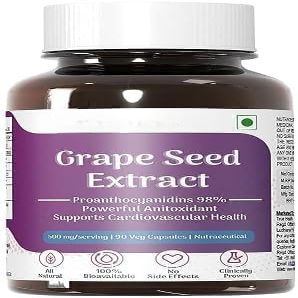 Grape Seed Extract 98% Polyphenols | 500 mg | Antioxidant Supplement Strengthens Immunity, Promotes Healthy Skin and Hair | 90 Veg Capsules