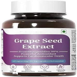 Grape Seed Extract 98% Polyphenols | 500 mg | Antioxidant Supplement Strengthens Immunity, Promotes Healthy Skin and Hair | 90 Veg Capsules