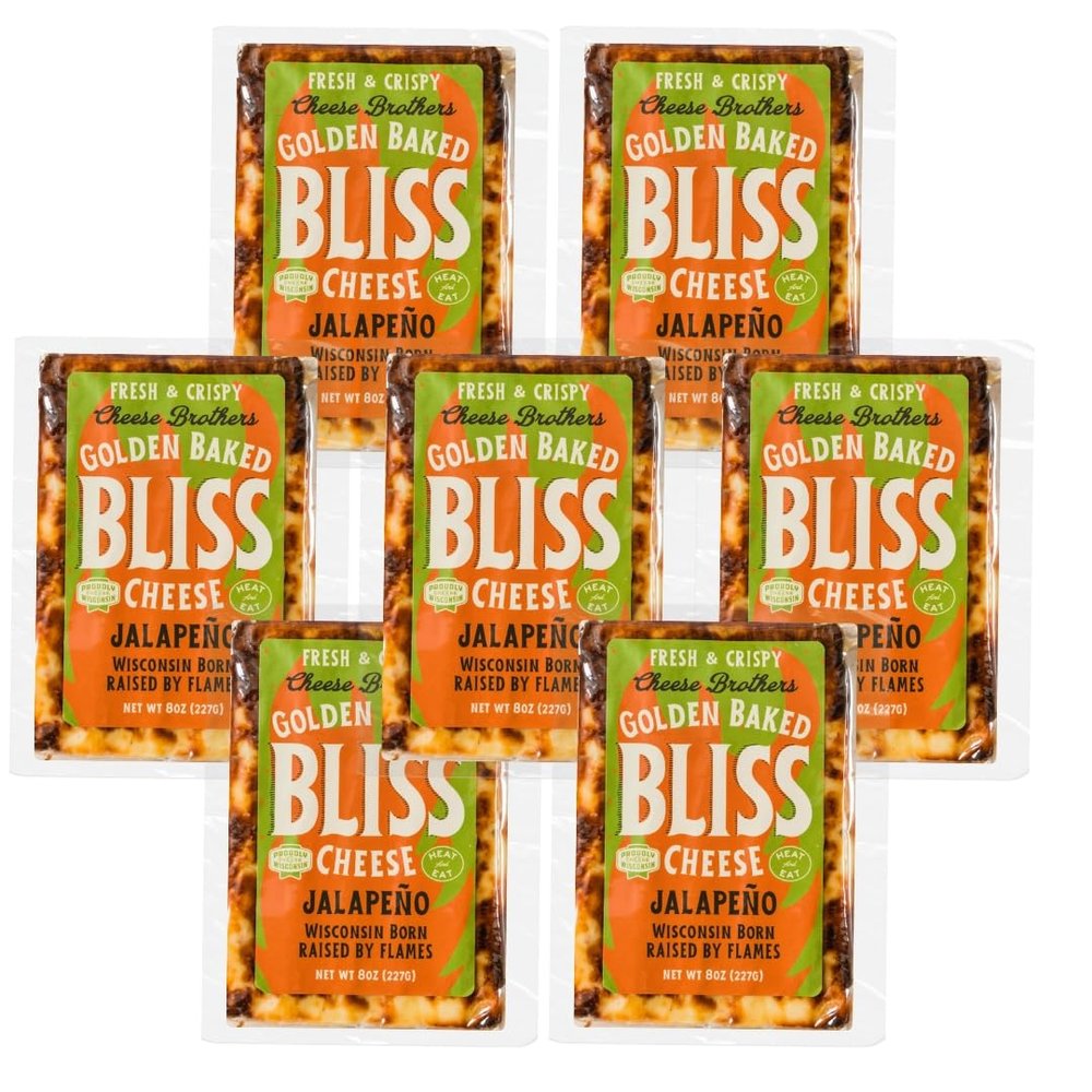 Cheese Bros. Golden Baked Bliss Cheese | Made in Wisconsin | Heat & Eat | Jalapeno | 7 Pack