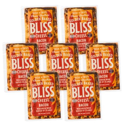 Cheese Bros. Golden Baked Bliss Cheese | Made in Wisconsin | Heat & Eat | Bacon | 7 Pack
