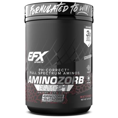 EFX Sports Aminozorb Elite 21 | PH-Correct, Full Spectrum Aminos + Glutamine | Essential & Non Essential Aminos | Zero Sugars | 30 Servings (Watermelon)