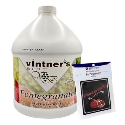 Home Brew Ohio Vintners Best Pomegranate Wine Base 128oz and Pomegranate Wine Labels 30Ct