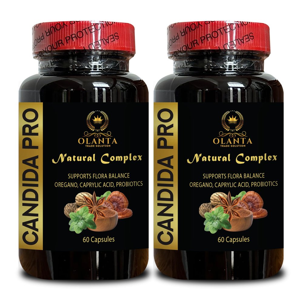OLANTA TRADE SOLUTION Candida Support Supplement - Colon Health, Healthy Balance of Flora with Herbs, Gut Health & Supports Immunity, Digestive Health - 2 Bottles 120 Capsules