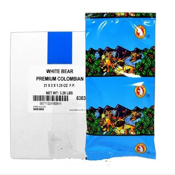 White Bear Medium Roast Filter Pack Coffee for Drip Coffee Brewers, 1.5 ounce packet / 42 Count Case (1.25 Ounce Filter, Regular)