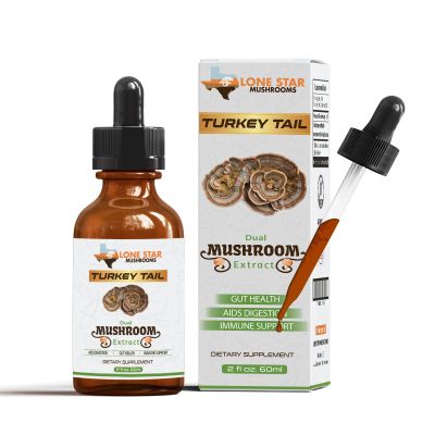 Lone Star Mushrooms Turkey Tail Dual Mushroom Extract, 2 fl oz, Gut Health, Aids Digestion, Immune Support