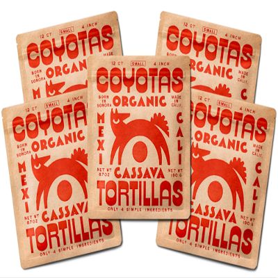 Coyotas - Organic Cassava Tortillas - Grain-Free, Gluten-Free, Non-GMO, Vegan, Paleo, Small 4 Inch - 12 Tortillas Per Pack (5 Packs)