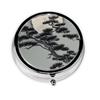 Pine Tree Under The Moonround Pill Box, 3 Compartment Round Pill Box Organizer, ^Portable Travel Pill Box for Traveling. view 1