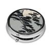 Pine Tree Under The Moonround Pill Box, 3 Compartment Round Pill Box Organizer, ^Portable Travel Pill Box for Traveling. view 2