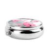 Pink Flamingoround Pill Box, 3 Compartment Round Pill Box Organizer, ^&Portable Travel Pill Box for Traveling. view 3