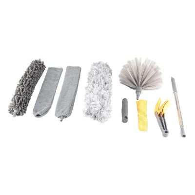 Extendable Microfiber Duster Kit - 9pcs Flexible Dusters for Ceiling Fans, Cars, and Household