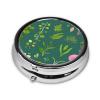 Flowers and Plantsround Pill Box, 3 Compartment Round Pill Box Organizer, ^Portable Travel Pill Box for Traveling. view 2