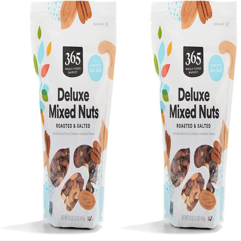 365 by Whole Foods Market, Roasted Salted Deluxe Mixed Nuts, 16 Ounce (Pack of 2)