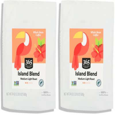365 by Whole Foods Market, Island Blend Whole Bean Coffee, 24 Ounce (Pack of 2)