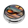 Sunset Beach Hammockround Pill Box, 3 Compartment Round Pill Box Organizer, ^&Portable Travel Pill Box for Traveling. view 2