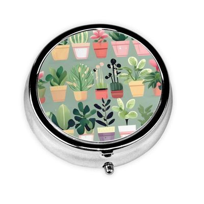 Bonsai Plantround Pill Box, 3 Compartment Round Pill Box Organizer, ^&Portable Travel Pill Box for Traveling.