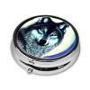 Wolf Under Moonround Pill Box, 3 Compartment Round Pill Box Organizer, ^Portable Travel Pill Box for Traveling. view 2