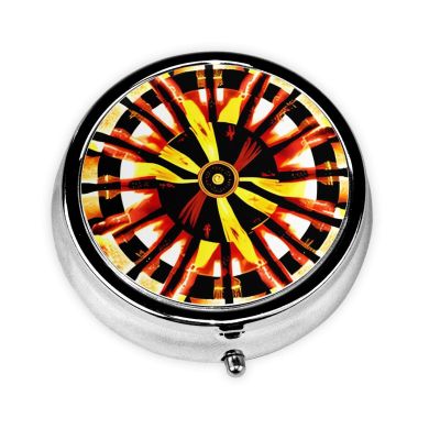 Burning Totemround Pill Box, 3 Compartment Round Pill Box Organizer, ^Portable Travel Pill Box for Traveling.
