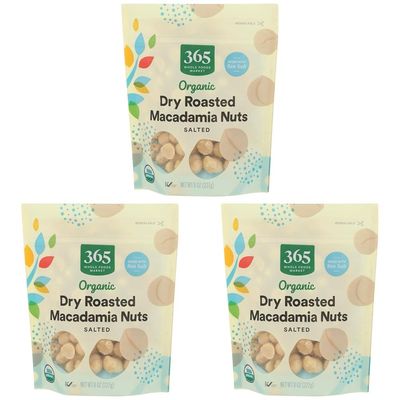365 by Whole Foods Market, Organic Macadamia Nuts, 8 Ounce (Pack of 3)