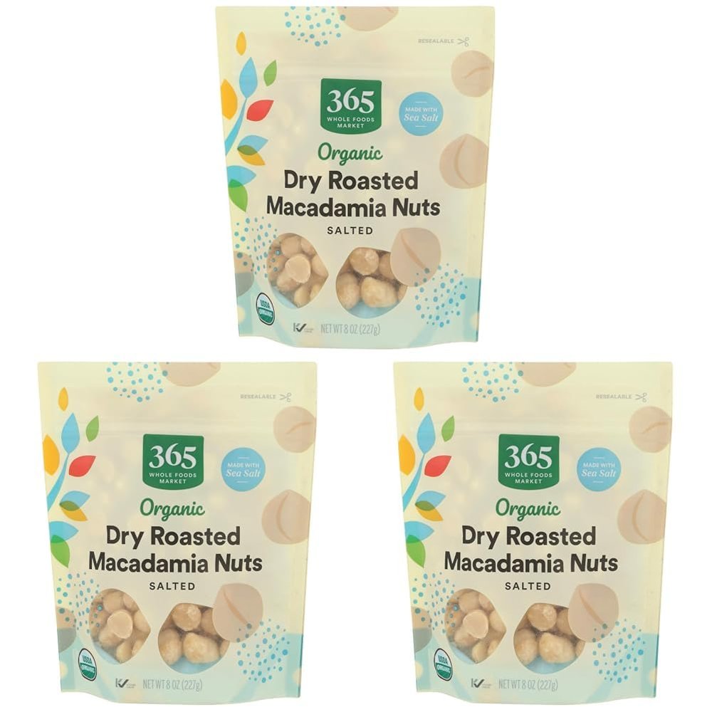 365 by Whole Foods Market, Organic Macadamia Nuts, 8 Ounce (Pack of 3)
