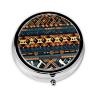African Tribal Ethnic Textureround Pill Box, 3 Compartment Round Pill Box Organizer, ^&Portable Travel Pill Box for Traveling. view 1