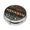 African Tribal Ethnic Textureround Pill Box, 3 Compartment Round Pill Box Organizer, ^&Portable Travel Pill Box for Traveling. view 2