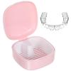 Beaupretty Retainer Box Portable Storage Case Drainer Basket Retainer Holder for Cleaning Pocket Case for Dentures and Guards view 3