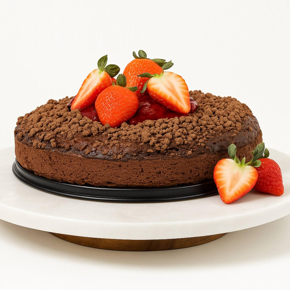 ANDY ANAND CHOCOLATIER Chocolate Strawberry Cake 9 Inch 2.5 lb Gourmet Bakery Dessert  Freshly Baked Celebration Cake Gift with Rich Chocolate and Strawberry Flavor