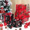 Fuyoooo 4 Pcs Christmas Gift Boxes with Lids Ribbons Xmas Stackable Boxes Square Nesting Gift Boxes Assorted Sizes for Christmas New Year Birthday Wrapping Gift(Snowman Style) view 2