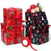 Fuyoooo 4 Pcs Christmas Gift Boxes with Lids Ribbons Xmas Stackable Boxes Square Nesting Gift Boxes Assorted Sizes for Christmas New Year Birthday Wrapping Gift(Snowman Style) view 3