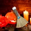Halloween Witch Broom, Crystal Witch Wiccan Altar Broom, Witch Broomstick with Heart-Shape Crystal, Halloween Witch Decor for Healing Cleansing Fengshui Halloween Witch Decor Witch Costume Witch Broom view 4
