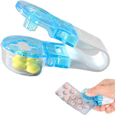 1pc Blue Portable Pill Taker, Tablets Pills Blister Pack Opener Assistance Tool,Travel Pill Taker,Small Storage Box Medication and Pill Dispenser,Individuals with Weak Pill Organizers Medication Aids