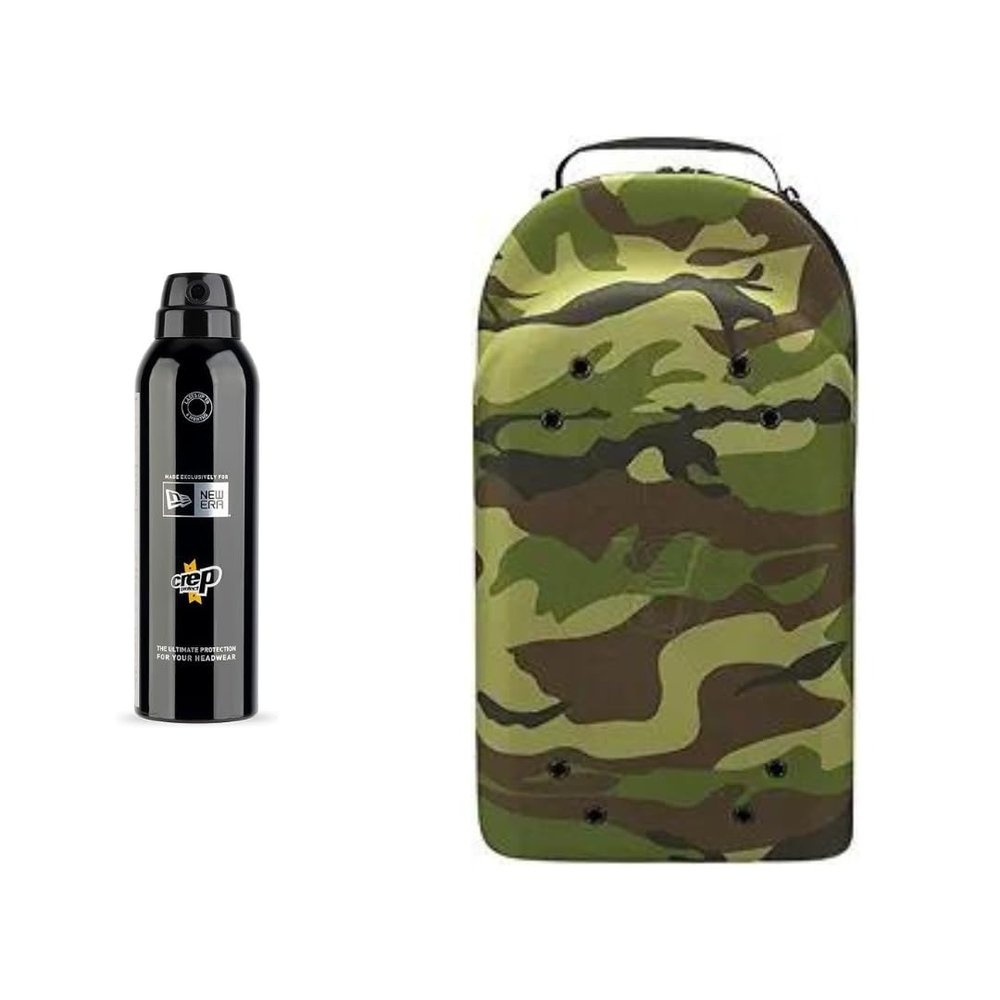 Homiegear 12 Hat Case Brand Carrier Case with Headwear Protection Spray - Repel Stains from Caps & Hats (200ml), 12 Hats for All Caps, Snap Back, Fitted Camo
