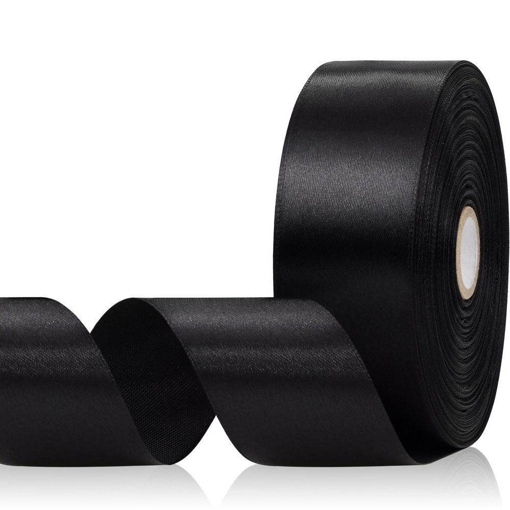 Aoropo Black Ribbon 1-1/2 Inch x 60 Yards, Black Satin Ribbon for Crafts, Gift Wrapping, Flower Bouquet, Birthday, Wedding and Festival Decor