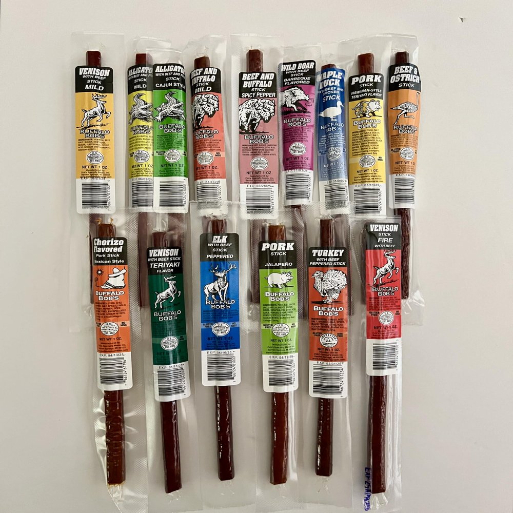 Jerky Dynasty Buffalo Bob's Mixed Variety Pack - 15-Piece Assortment of Exotic Meats - including Wild Boar, Venison and Aligator - Gourmet Beef Jerky & Beef Sticks with Unique Flavors