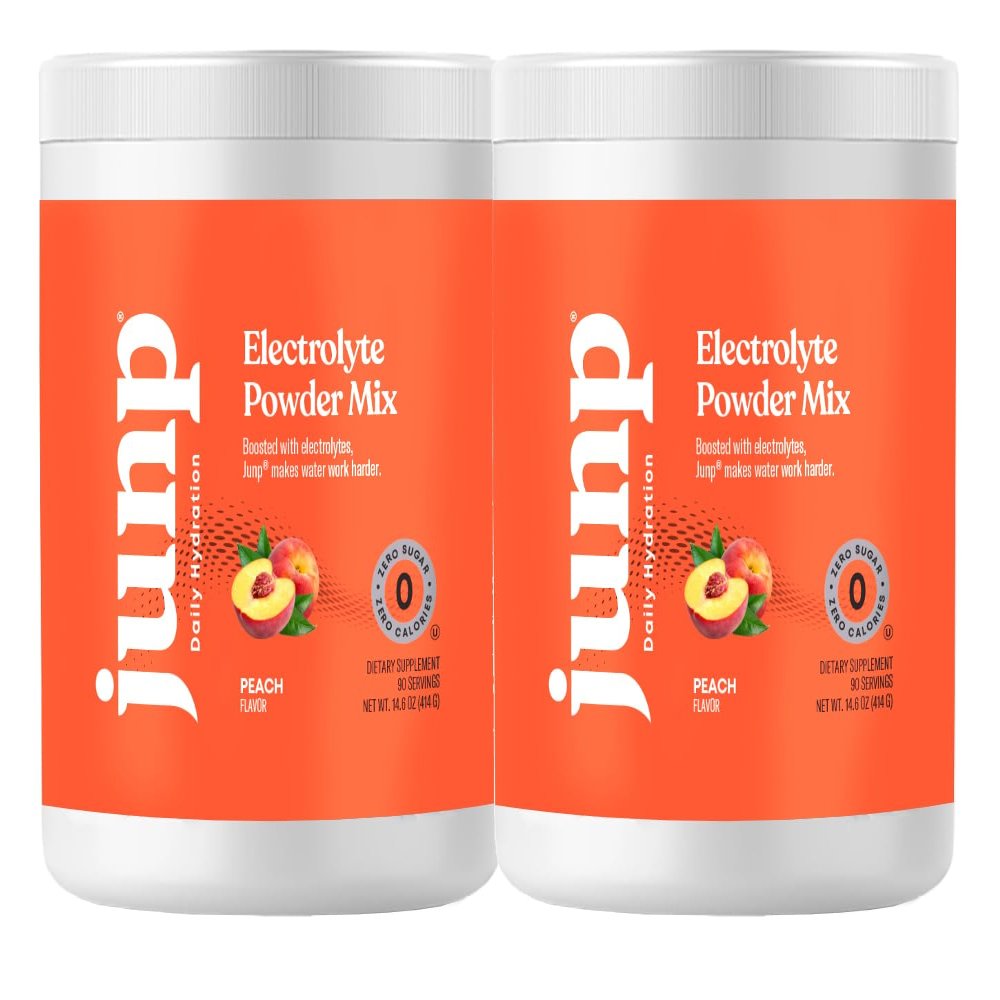 JUNP Electrolytes Powder No Sugar No Carbs  Orchard Fresh Juicy Peach Drink Mix - Potassium & Salt Electrolyte Hydration Powder Zero Calorie Sugar Free Electrolyte Powder, Keto Friendly, 180 Servings