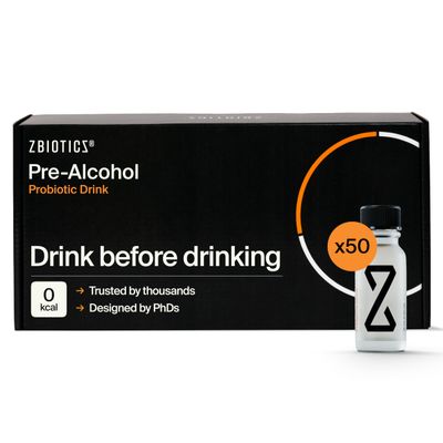 ZBiotics Feel Better After Drinking, Wake Up Refreshed, Science-Backed, Patented Probiotic, Travel-Friendly, 50-Pack of 0.47 Fl Oz Bottles (50 Pack)