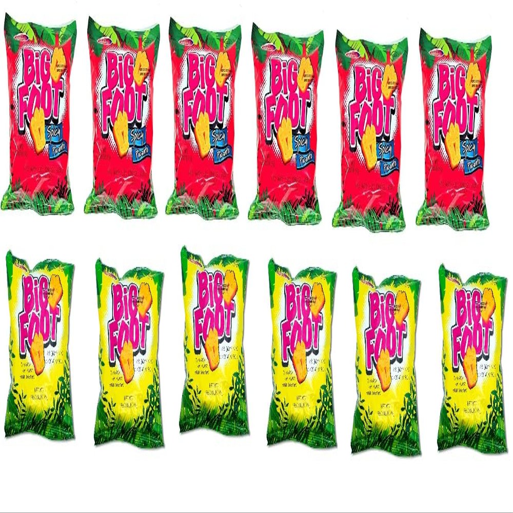 Assorted Holiday Big Foot, The Giant Cheese Snack, 6 Regular and 6 Spicy, 10.5 Oz, Pack of 12