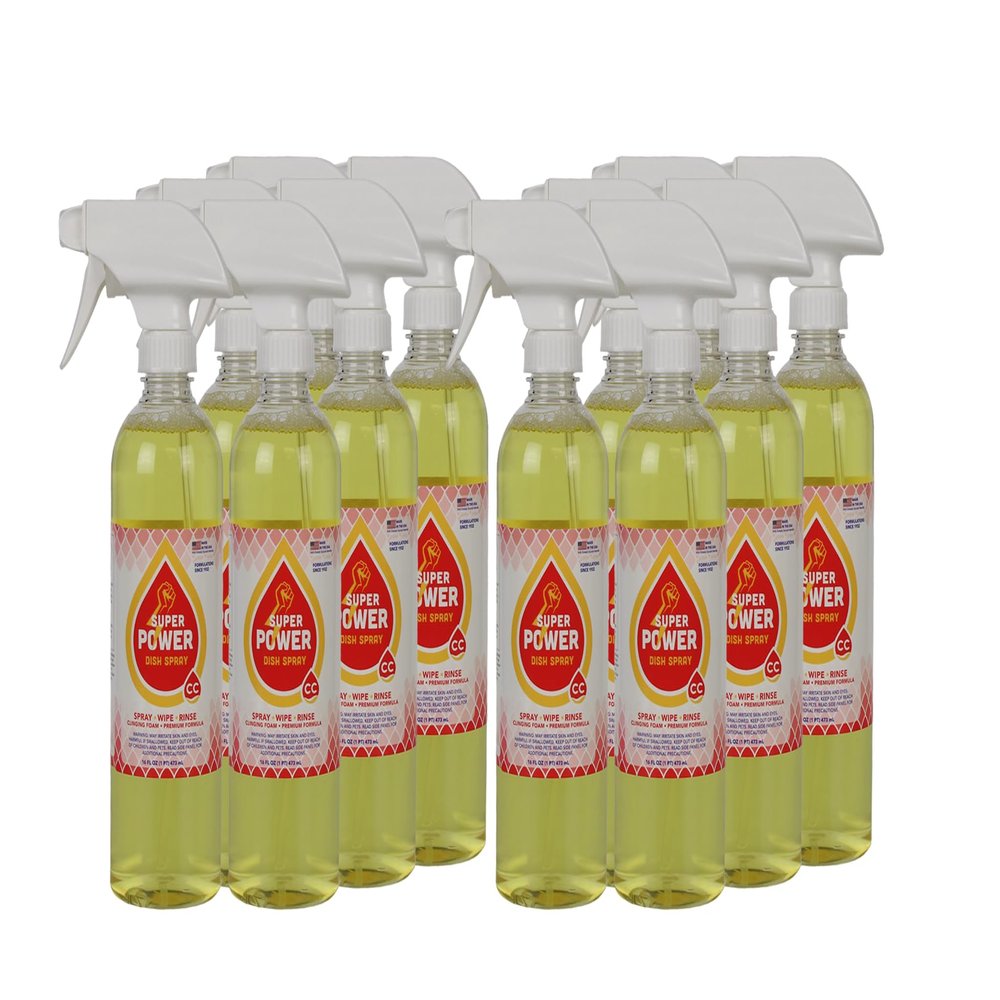 Super Power Dish Spray - Foaming Dish Spray, Clinging Foam, Tough on Grease, Streak-Free Dish Soap - 16 oz (12)