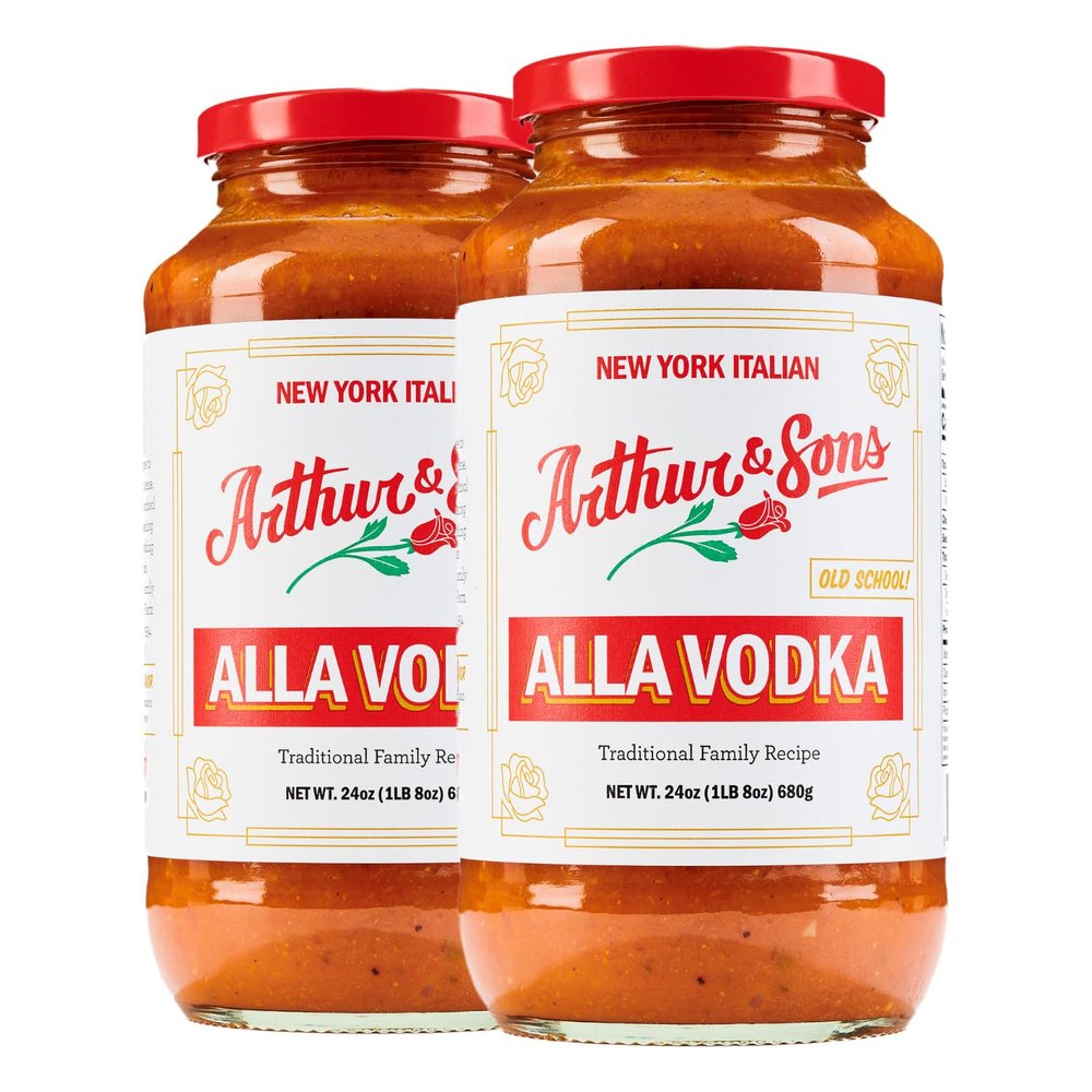 Arthur and Sons Vodka Sauce - Authentic Italian Recipe, Premium Quality, All-Natural Ingredients, No Added Sugar, Non-GMO, Gluten-Free, Perfect for Pasta, Pizza, and Cooking - 2 Pack (48oz)