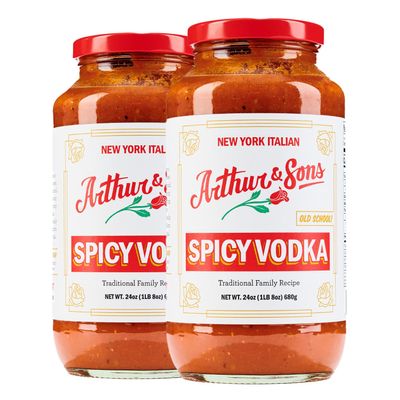 Arthur and Sons Spicy Vodka Sauce - Creamy Italian Recipe with a Kick, Premium Quality, All-Natural Ingredients, Non-GMO, Gluten-Free, Perfect for Pasta, Pizza, and Cooking - 2 Pack (48oz)