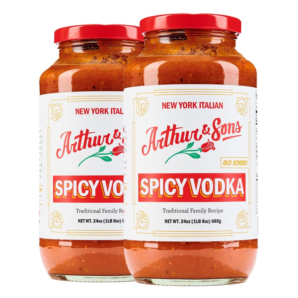 Arthur and Sons Spicy Vodka Sauce - Creamy Italian Recipe with a Kick, Premium Quality, All-Natural Ingredients, Non-GMO, Gluten-Free, Perfect for Pasta, Pizza, and Cooking - 2 Pack (48oz)