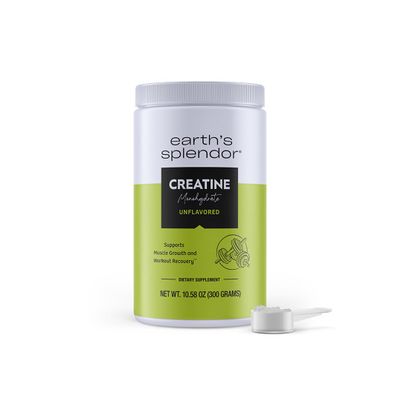 Earth's Splendor Creatine Monohydrate - 60 Servings, 2-Month Supply, Unflavored - Supports Muscle Growth and Workout Recovery, Lab Tested, Single Ingredient Vegan- Friendly & Non-GMO Updated