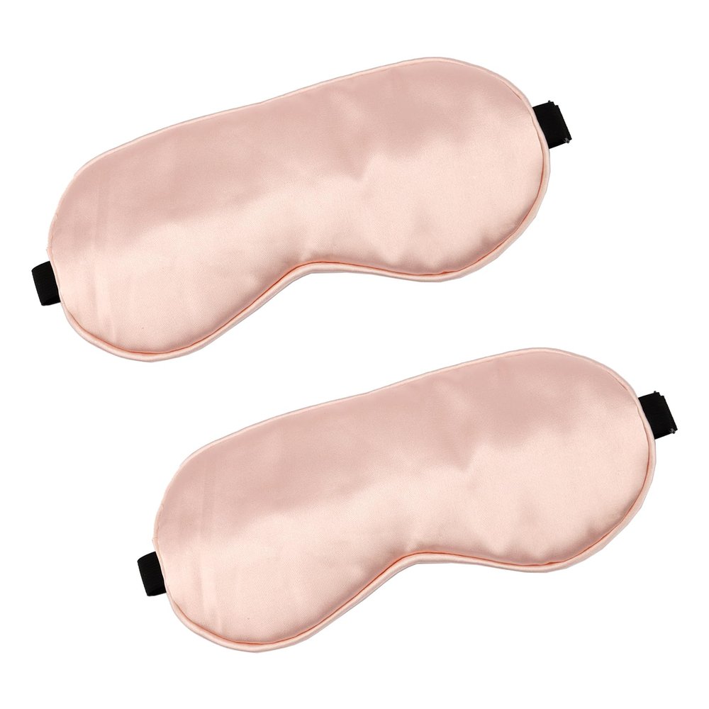 2 PCS Pink Satin Sleep Masks, Adjustable Silk Eye Mask for Sleeping, Blind Folds Soft Breathable Blindfold for Adults Couples Play Party Games Airplane Travel Essentials Eye Covers Patches Night Mask