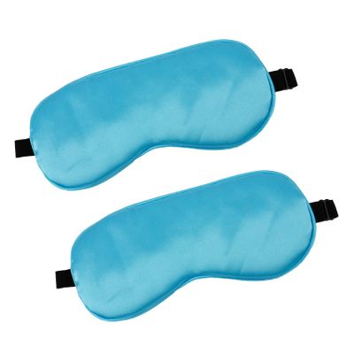 2 PCS Blue Silk Sleep Mask - Eye Masks for Sleep, Blindfold Travel Eye Mask - Shade Cover for Sleeping - Men & Women