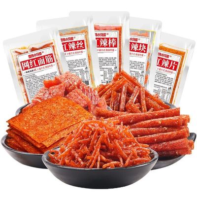 6 flavors mixed spicy spicy latiao,spicy big gluten, instant spicy slices spicy shreds, snack food,delicious Chinese snacks gifts, spicy sweet spicy,handmade spicy mala latiao (Mixed taste,10packs)