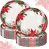 Havawish 100 Pcs Large Christmas Oval Paper Plates 10.8" x 12.6" Christmas Disposable Party Trays Xmas Paper Platters Dinner Serving Plates for xmas Holiday Dinner Table Supplies(Christmas Leaves) view 1